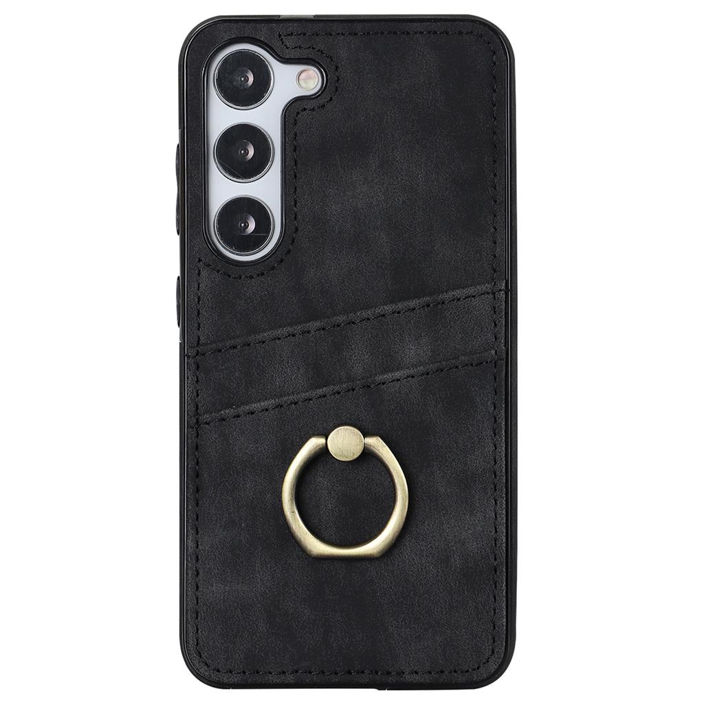 For Samsung Galaxy S24 Case PU Leather Coated TPU Retro Card Slots Phone Cover