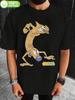1pc Black Cotton Cartoon Character Tshirt - Soft