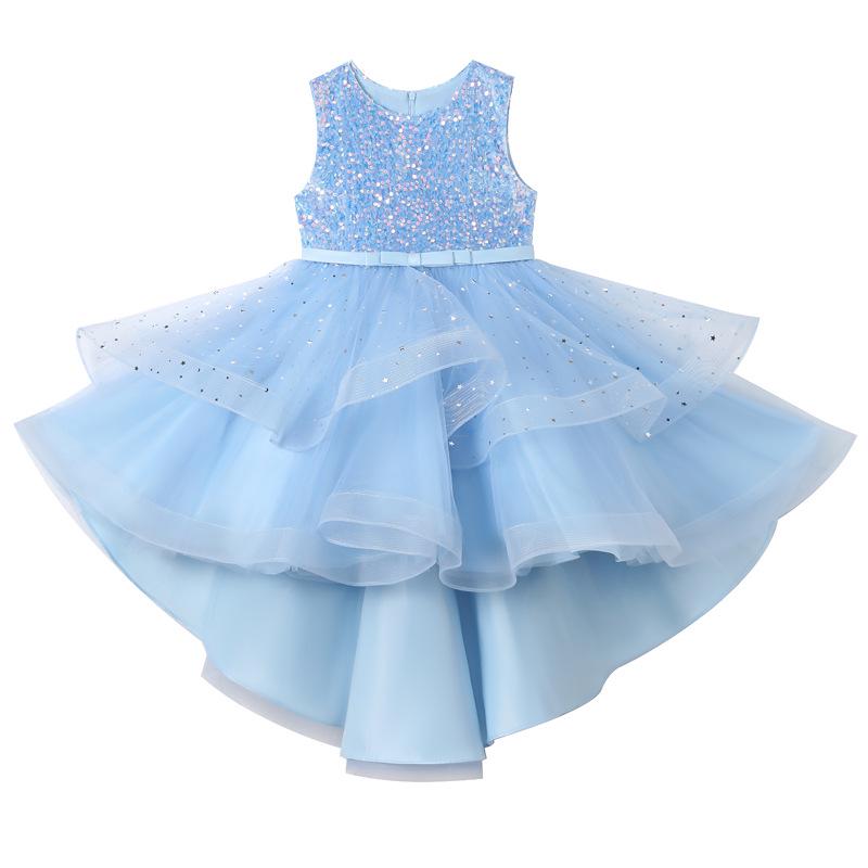 Children's Sequined Princess Dress - Girls' Puffy Tailed Skirt