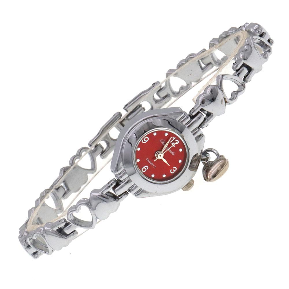 Cute Women's Fashion Small Dial Quartz Bracelet Wrist Watch New Arrival with Heart Pendant Ladies Watch