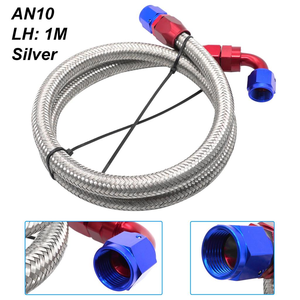 1m 10 AN Black Nylon Braided Oil/Gas Hose Kit with Detachable Fittings