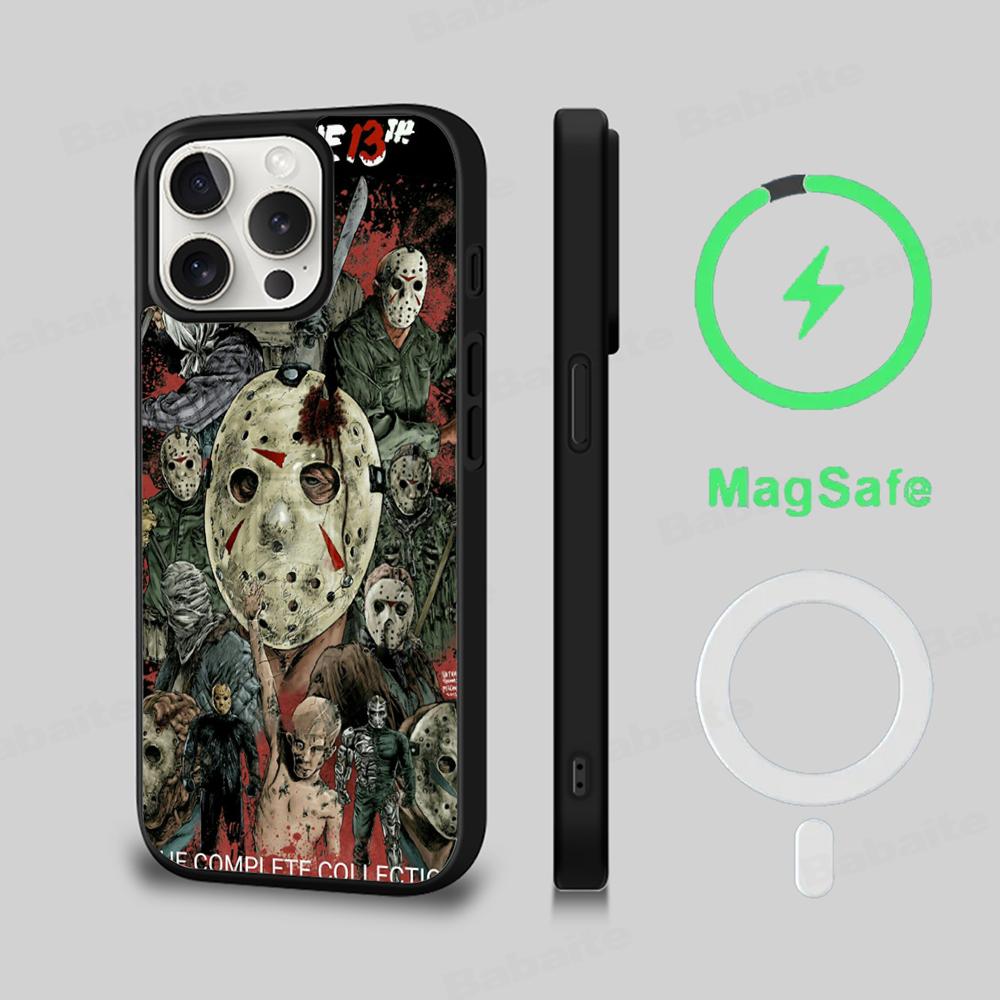 

Чохол для телефону J-Jason V-Voorhees Magesafe Магнітний Бездротова Зарядка Чохол Для iPhone 16 11 12 13 14 15 Pro Max Plus Mini iPhone 16pro max
