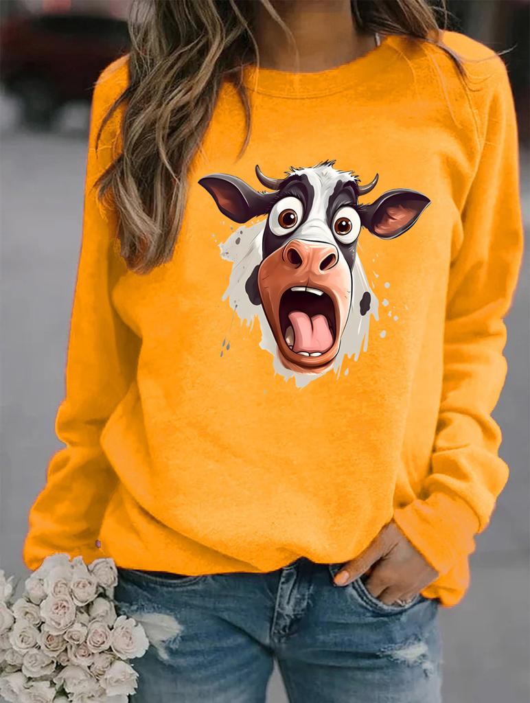 Winter Round Neck Fashion Sweatshirt with Long Sleeves, Featuring a Variety of Popular Patterns for Women