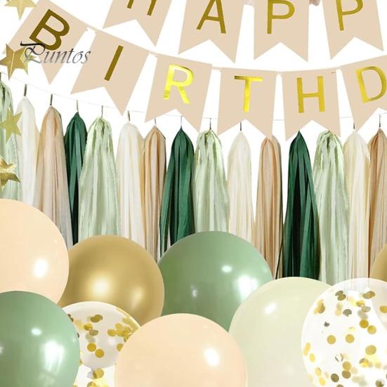 Birthday Party Decorations Happy Birthday Banner Balloons Paper Pom Pom Tassel Garland Set for Women Grils Kids Birthday Party Supplies
