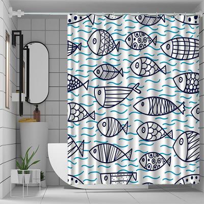 Nautischer Fisch Duschvorhang - Schimmelresistent, Wasserdichte Badezimmerdekoration, Einzigartiges Geschenk, Stilvolles Design, Lebendig