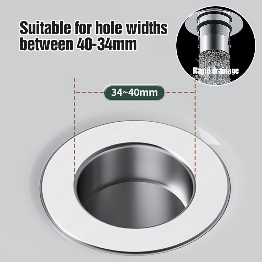 Bathroom Sink Hair Stopper, Pop-Up Sink Drain Strainer, Replacement for American Bathroom Sink Stopper (2 Pack)