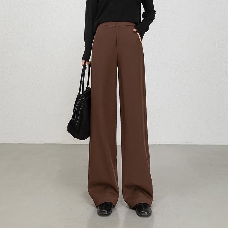 1116 Autumn Tencel Wool Wide-leg Pants Women's High-waisted Straight-leg Pants Loose and Thin Versatile Fashion Suit Pants