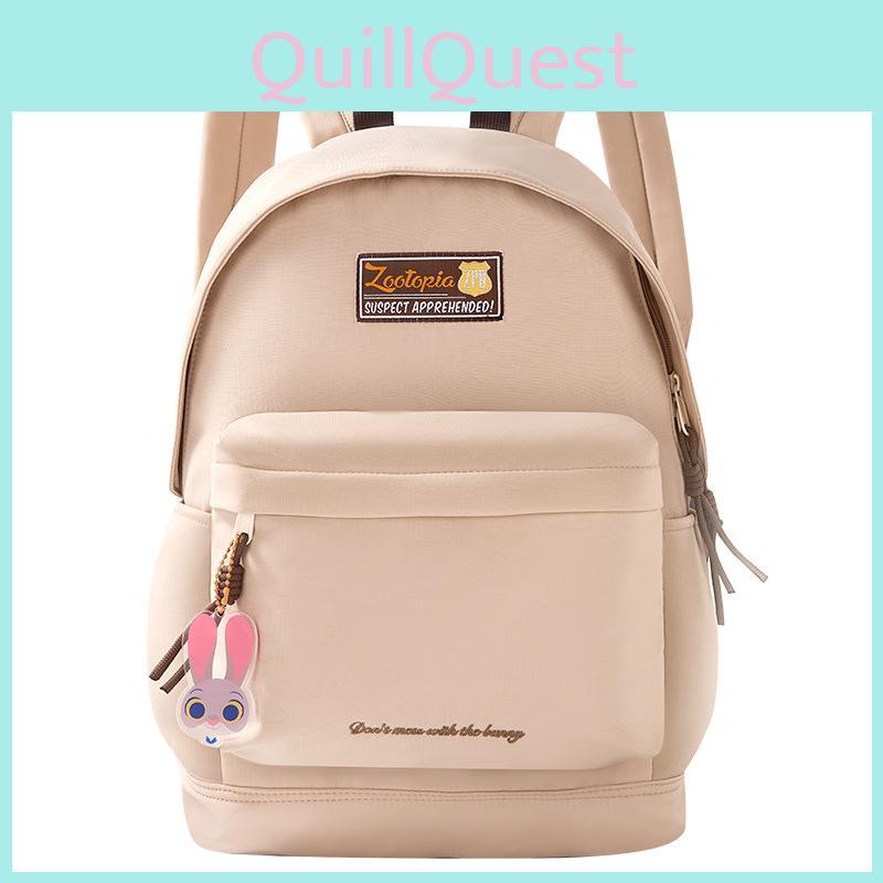 Simple Solid Color Letter And Lots Print Student Casual Backpack With Pendant For School And Daily Use