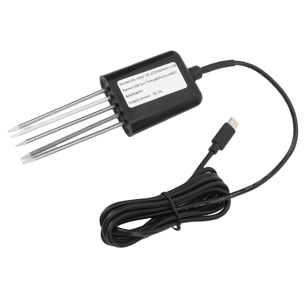 Soil NPK Sensor, 7 In 1 Intelligent Soil Nutrient Fertilizer Tester Probe, Portable USB Temperature Humidity Detector, for Greenhouse, Garden