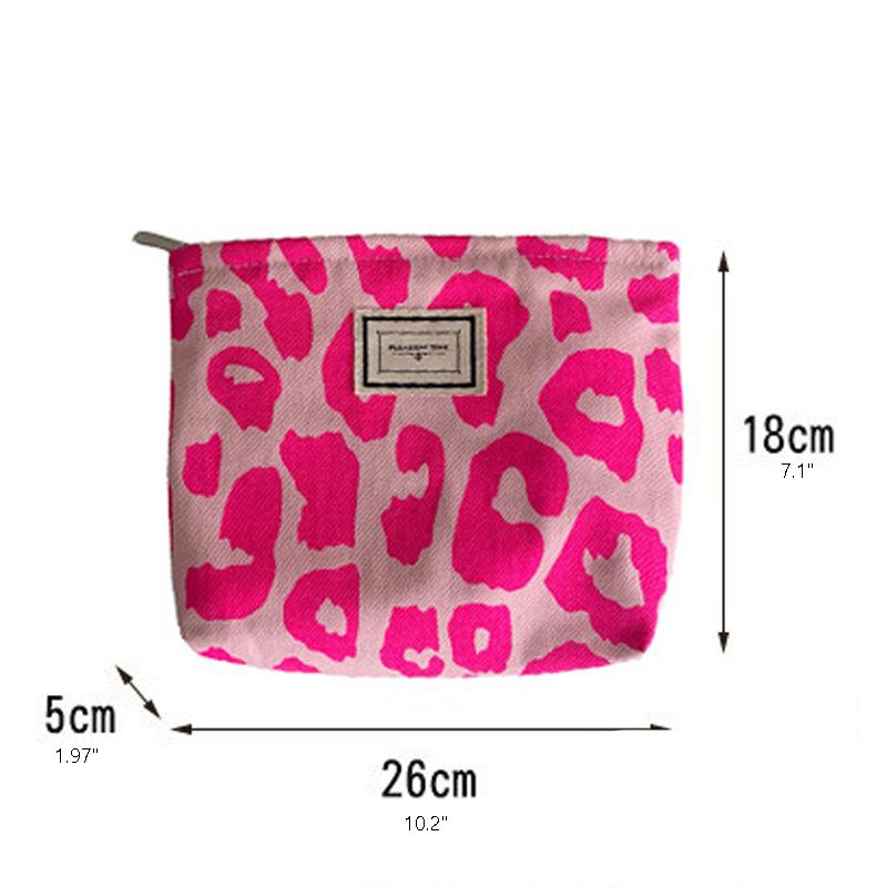 Borsa da cosmetico da donna con stampa leopardata rosa, pochette piccola retrò da donna, borse da viaggio, astucci per matite da scolara