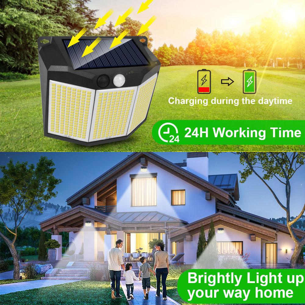1/2 STÜCK Solar Straßenleuchte 432 LED Reflektor 3 Beleuchtungsmodi Wasserdicht Solarbetrieben Bewegungssensor Wandleuchte für Garten Terrasse