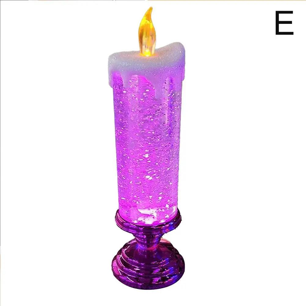 

Новый светодиодный светильник-свеча, рождественская волшебная лампа, беспламенный магазин, настольный светильник с блестками, домашний светящийся ночной орнамент, декоративный светильник, бар S0c2 розовый