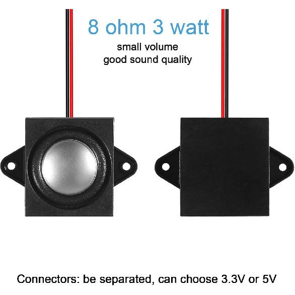 6pcs 3 Watt 8 Ohm Mini Speaker 8ohm 3w Loudspeaker Full-Range Cavity Micro Speakers with Separating Interface 3.3V 5V for Small Electronic Projects