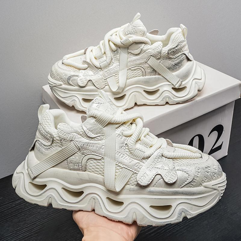 Men s thick-soled height-increasing casual sports shoes, low-top lace-up style, wear-resistant sole, and anti-slip, 39