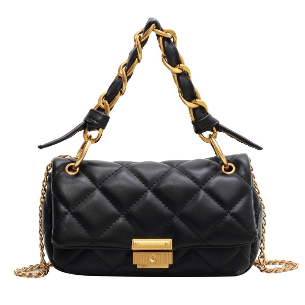 Black Exquisite Chain Small Bag Women's New Popular High-end Messenger Small Square Bag Women