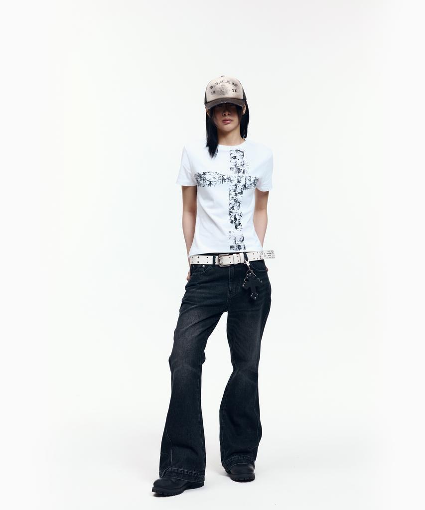 AAKAM Mosaic Cross Half Top (White)