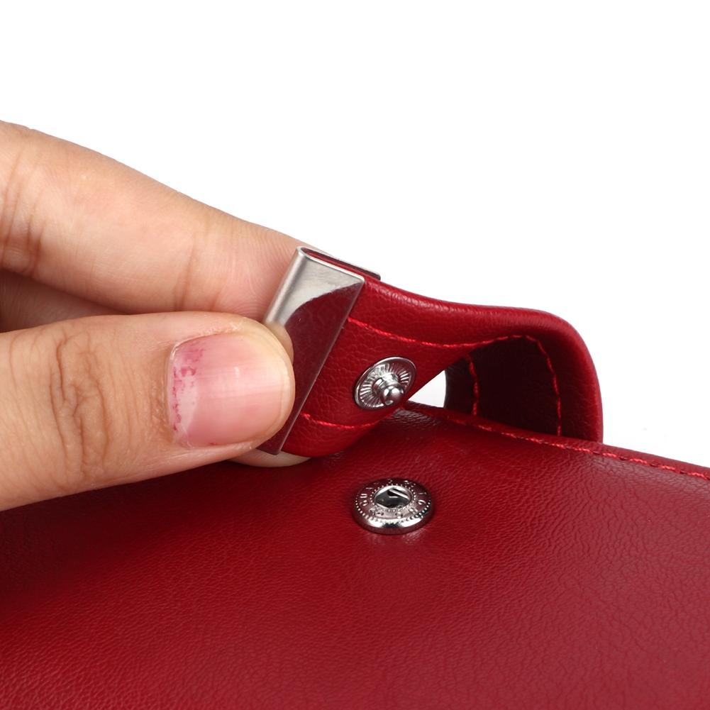 Mini Fashionable RFID Women Card Holder PU Leather Bank Card Box Business Card CaseRed