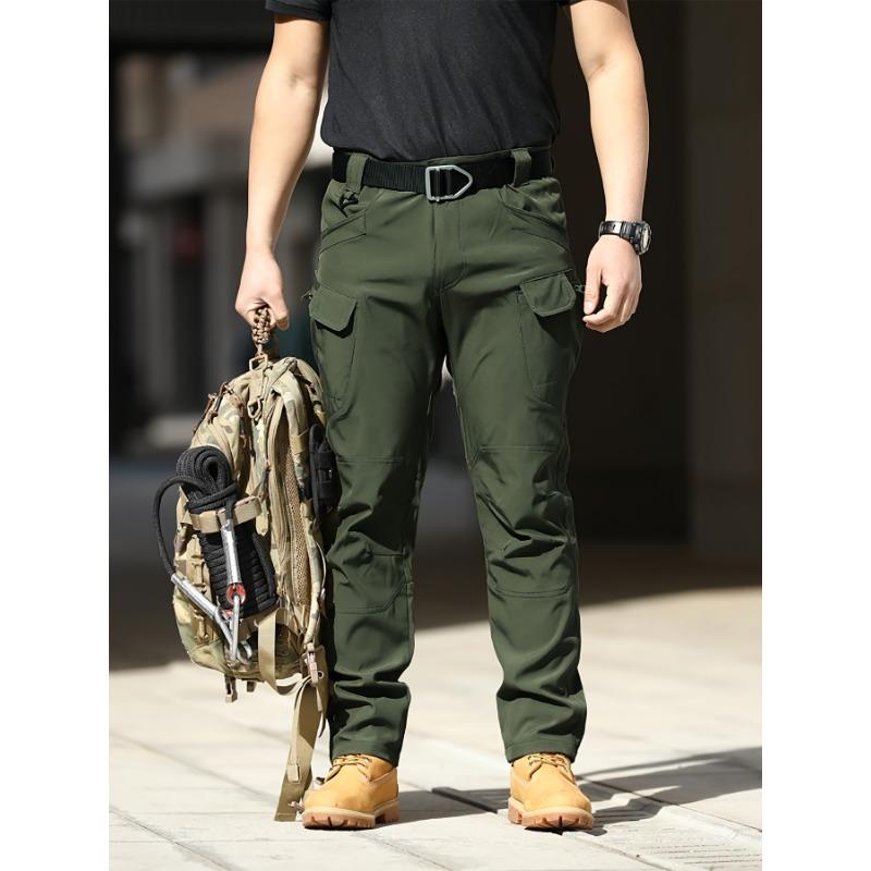 Men'S Tactical Cargo Pants - Spring & Autumn Regular Fit, Breathable Quick-Dry Fabric, Multiple Pockets with Adjustable Straps (Belt Not Included)