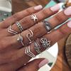 Retro Floral Carved Multi-Piece Stacking Ring Set
