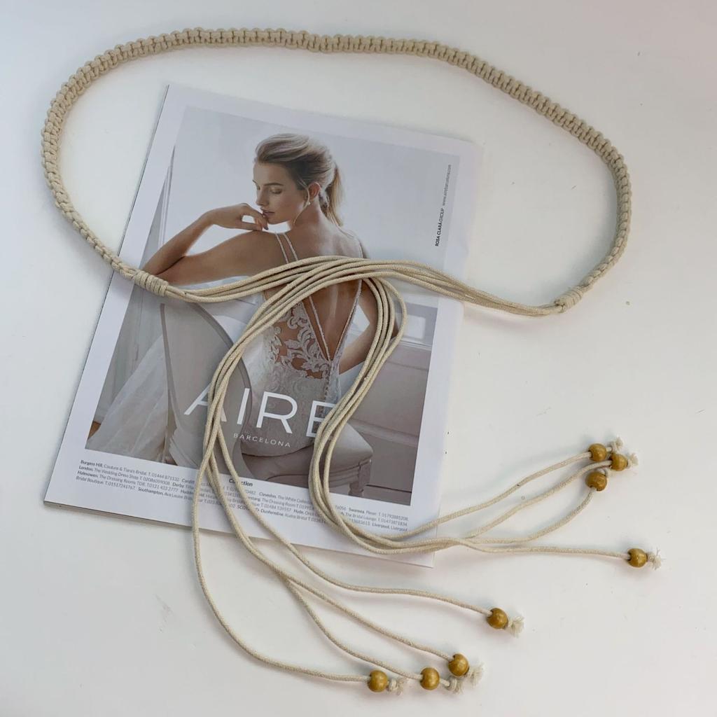 Vintage Woven Bohemian Waist Rope With Skirt Ethnic Style Decorative Summer Belt Simple Waist Chain Belt