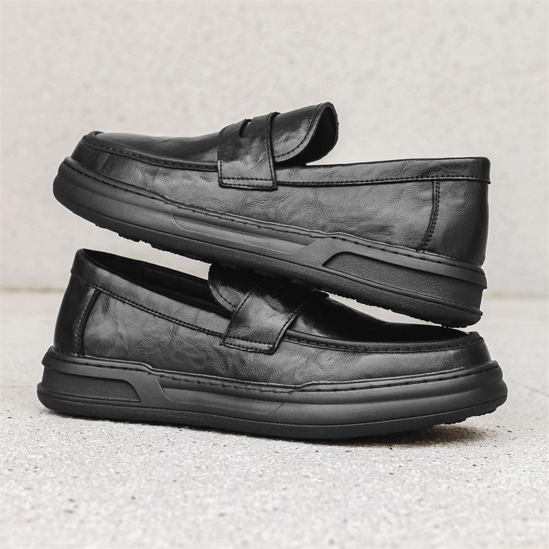 

Модные мужские туфли Doudou, мужские весенние и осенние, британские повседневные кожаные туфли с одной педалью, новые модные мокасины мужские 85999-J 38 чёрный