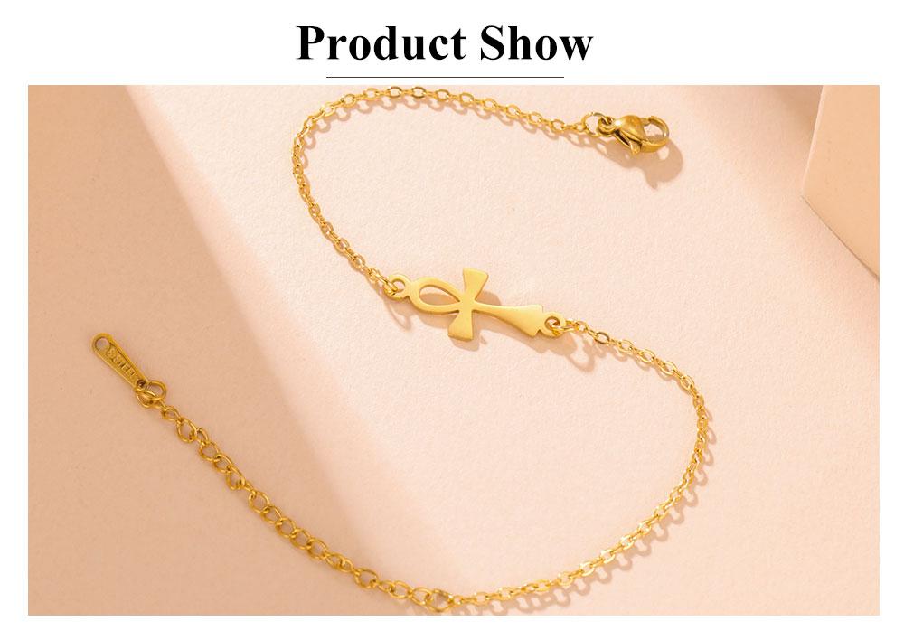 Cazador Amulet Egypt Ankh Cross Charm Bracelets for Women Stainless Steel Egyptian Cross Hand Bracelet Vintage Jewelry Gift 2026