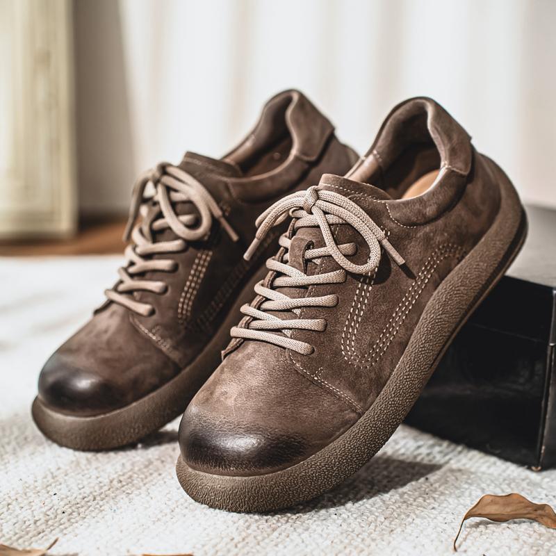 Men's Retro Genuine Leather Casual Shoes, Stylish Lace-Up, Ultra-Durable Outsole, Must-Have for Trendsetters Street & Daily Vibe
