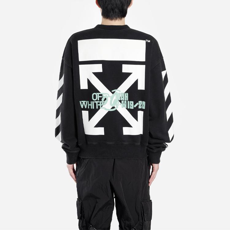 OFF WHITE Mikina s kulatým výstřihem a potiskem vodopádu OMBA035E19E300151088