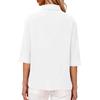 Summer New Women's Casual Tops Three-quarter Sleeve Solid Color Lapel Cotton and Linen Loose Shirt