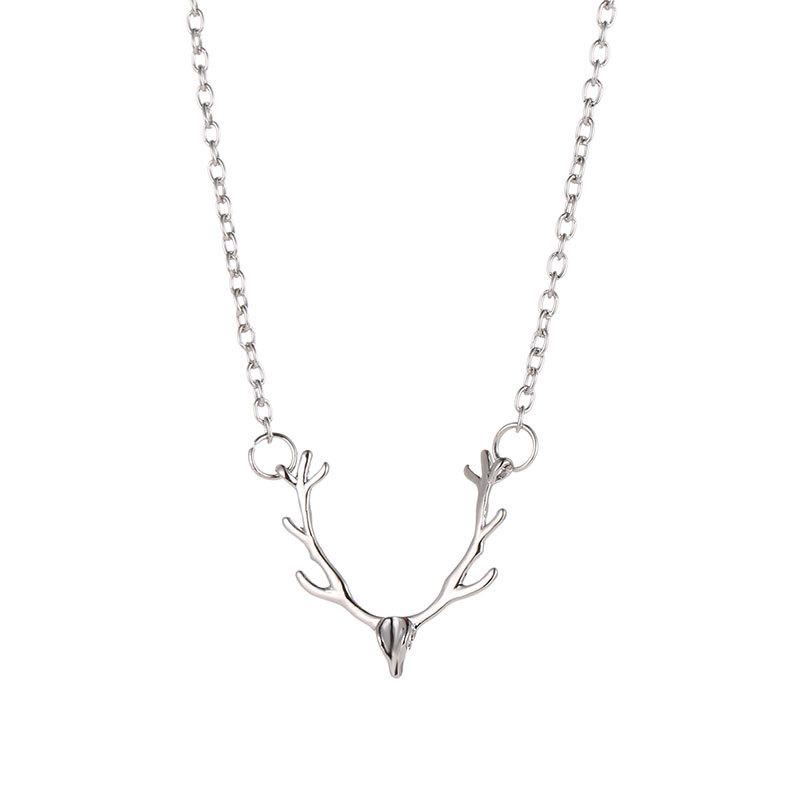

Cute Elk Deer Antlers Pendant Necklace Women Gold Color Origami Geometric Animal Necklace For Christmas Gifts Girls Jewelry