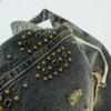 Men's Studded Distressed Denim Shorts, Camo Hem Drawstring Hip Hop Street Knee Length Shorts