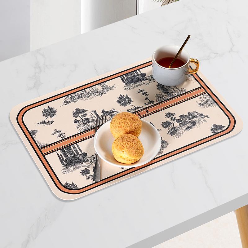 Europäischer Stil Wasserdicht, Ölfest und Hitzebeständig Tischunterlage - Luxuriöse Leder Schreibtisch- und Essmatte