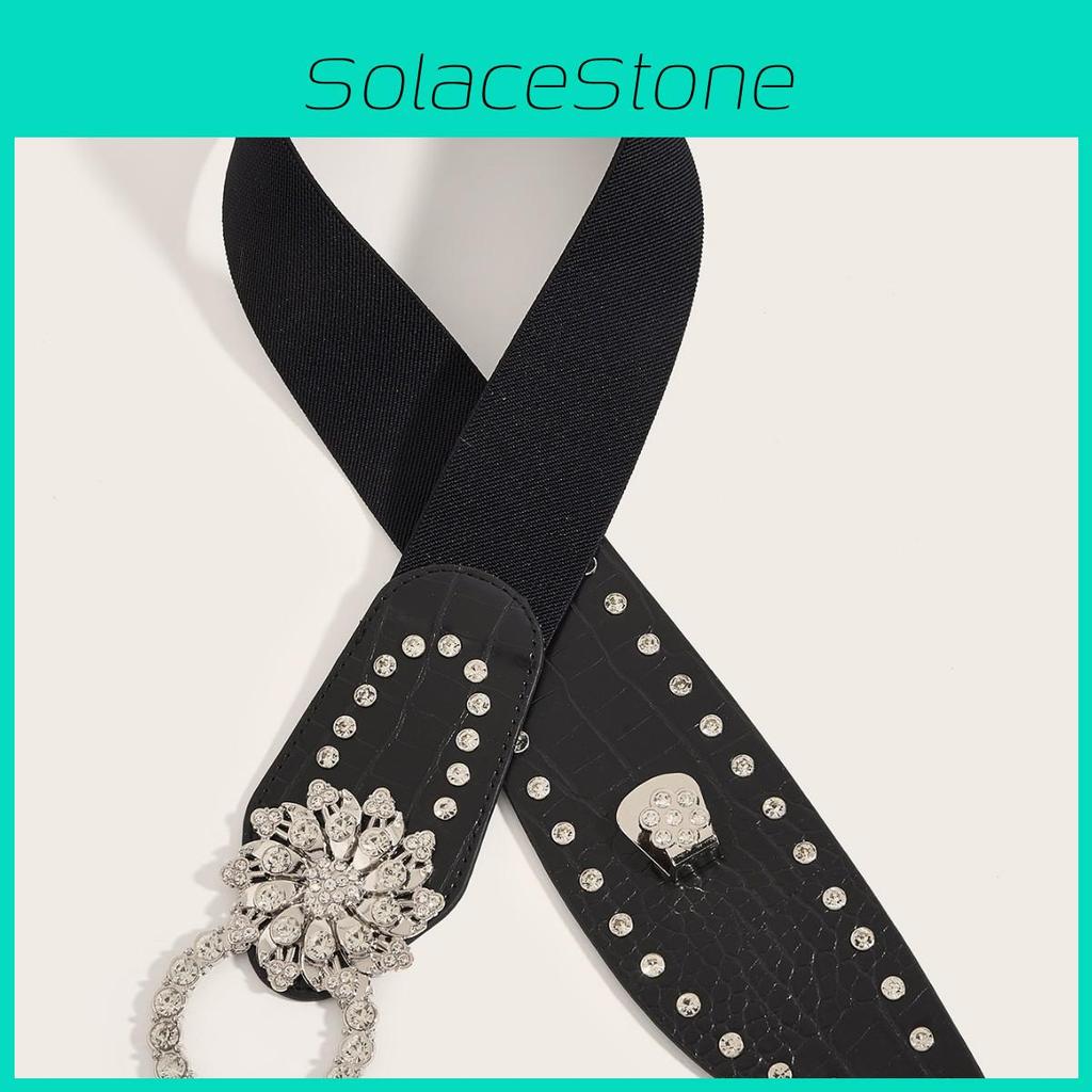 Retro Waist Metal Belt With Floral Water Digger Decor For Women Skirts Outerwear