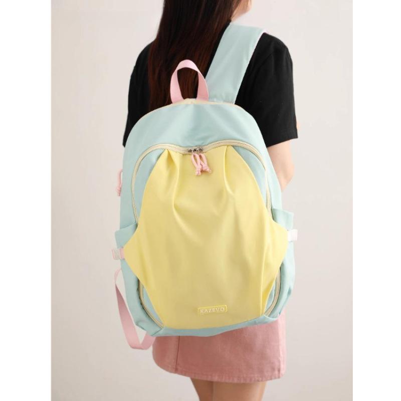 Schoolbag wholesale simple contrasting color women 1011 new autumn and winter college student commuting schoolbag junior high school student backpack