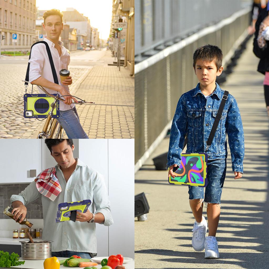 For Lenovo Tab M11/Xiaoxin Pad 11 2024 Case Silicone+PC Kickstand Tablet Cover with Shoulder Strap