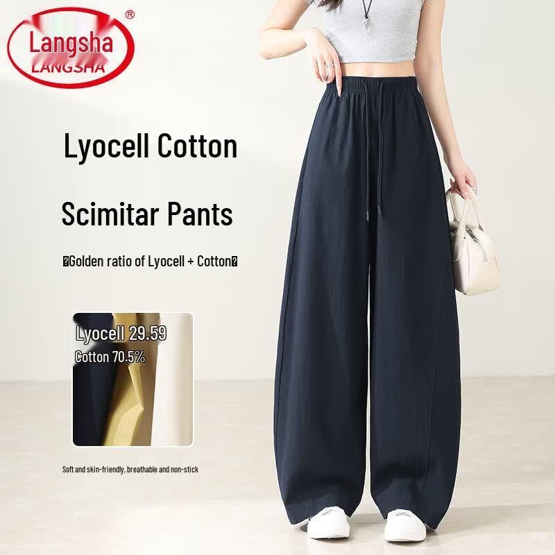 Langsha Women s Tencel Lyocell Wide-Leg Pants L