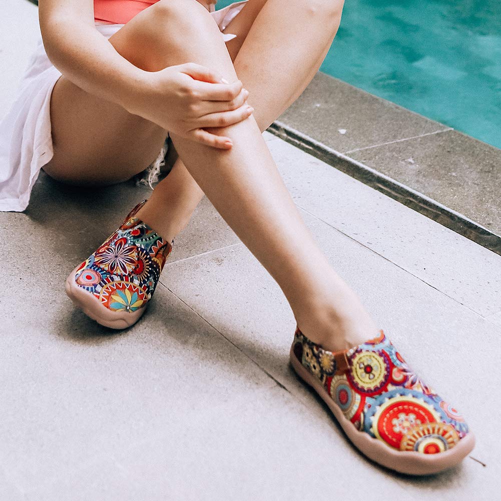 UIN Canvas Walking Casual Cute Flower Size Women's Slip-On Sneakers, Lightweight, Shoes, Shoes, Comfortable, Comfortable, Stylish, Loafers, Gift,
