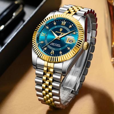 Luxe Heren Polshorloge Klassiek Design Quartz Horloge Voor Mannen Waterdicht Lichtgevend Datum Roestvrij Staal Herenhorloges Reloj