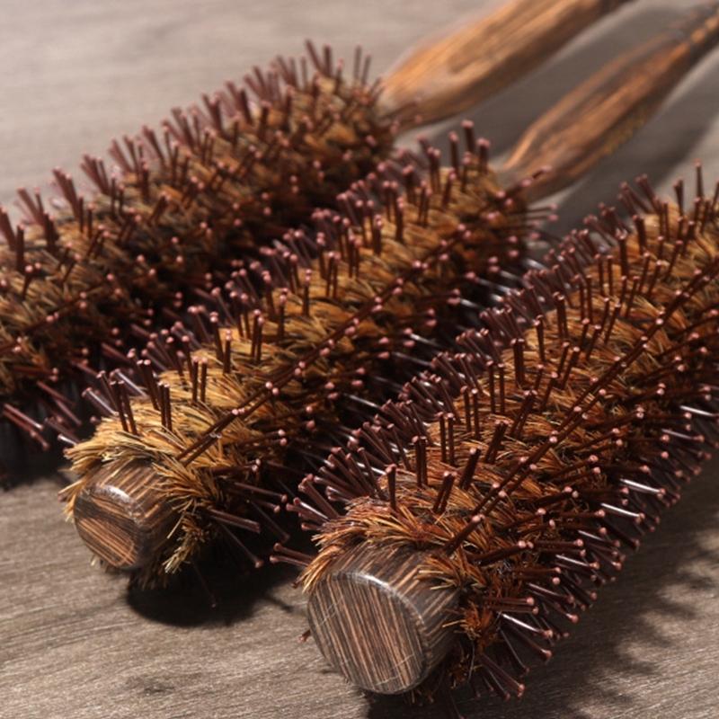 Small Round Hairbrush with Boar and Nylon Bristles Perfect for Blow Drying and Styling Short Thin Fine Hair