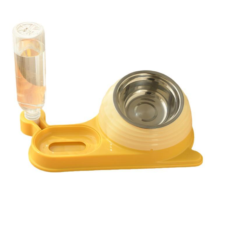 Multi-Function Pet Bowl: Dog Feeding & Drinking, Cat Slow Feeder, Slanted Design, Neck Protection, Non-Slip, Stainless Steel.