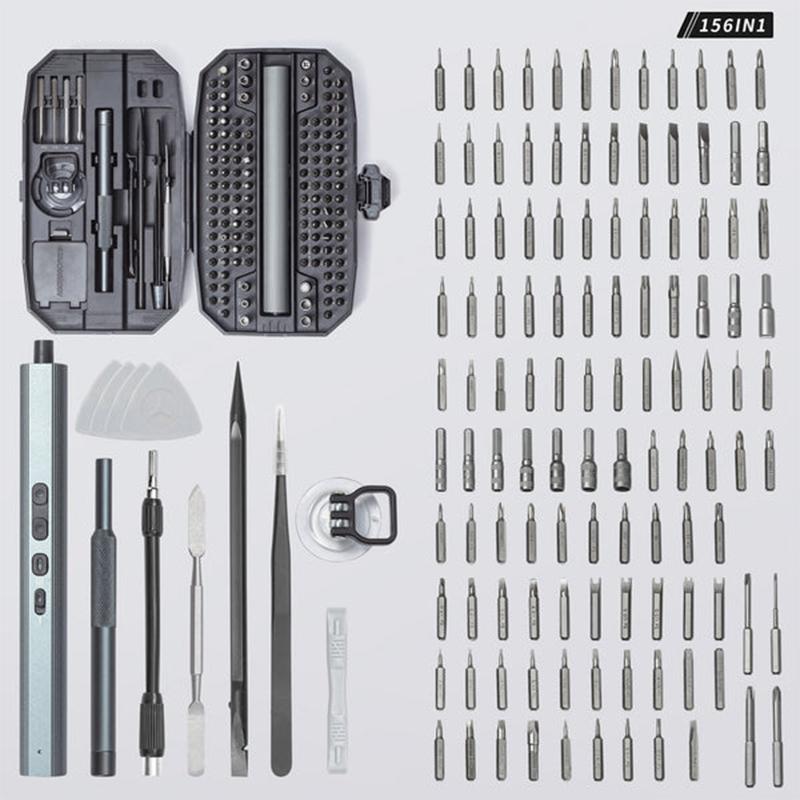 156 in 1 Precision Electric Screwdriver Set Multi-function Power Repair Tool Kit with 140 Magnetic Drill Bits for Phone Watch PC