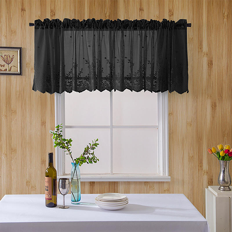 Farmhouse Rustic Style Kitchen Short Sheer Curtains Elegant Lace Blackout Window Valance for Bedroom Bathroom