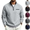 Men's Casual Half Zip Pullover Stand Collar Long Sleeve Color Loose Fit