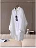 Women's French Style White Cotton Linen Long-Sleeve Summer Cardigan Shirt