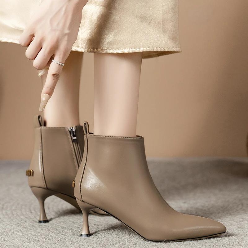 

Модные сапоги женские короткие сапоги осень и зима 2024 г. Новые высокие каблуки тонкие каблуки универсальные кожаные модные сапоги женские каблуки женские 39 верблюд