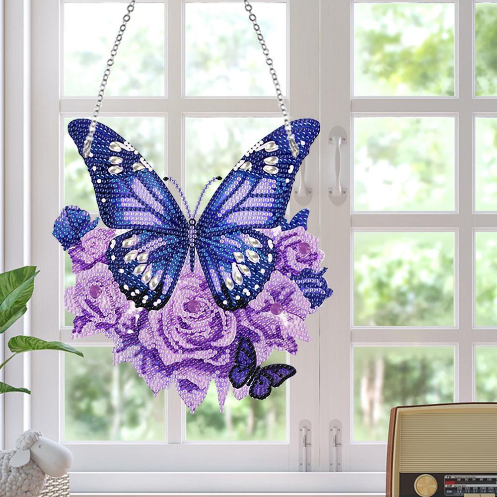 Acryl Einseitig Schmetterling Diamantmalerei Heimdeko Niedliches Diamantbild Hängender Anhänger Handgemachtes Tier für Bürodeko