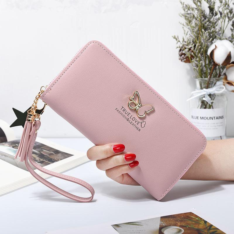 Women Long Zipper Coin Purses Tassel Design Clutch Purse Female Money Credit Card Holder Butterfly Luxury Brand Leather Wallets