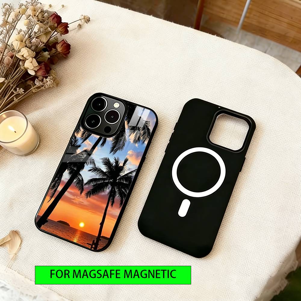 Coconut tree Phone Case For iPhone17,16,15,14,13,12,11 Plus,Pro Magnetic with Magsafe Wireless Charging