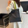 2025 Plaid Canvas Shoulder Bag - Large Capacity, Color Block, Autumn Casual Trend