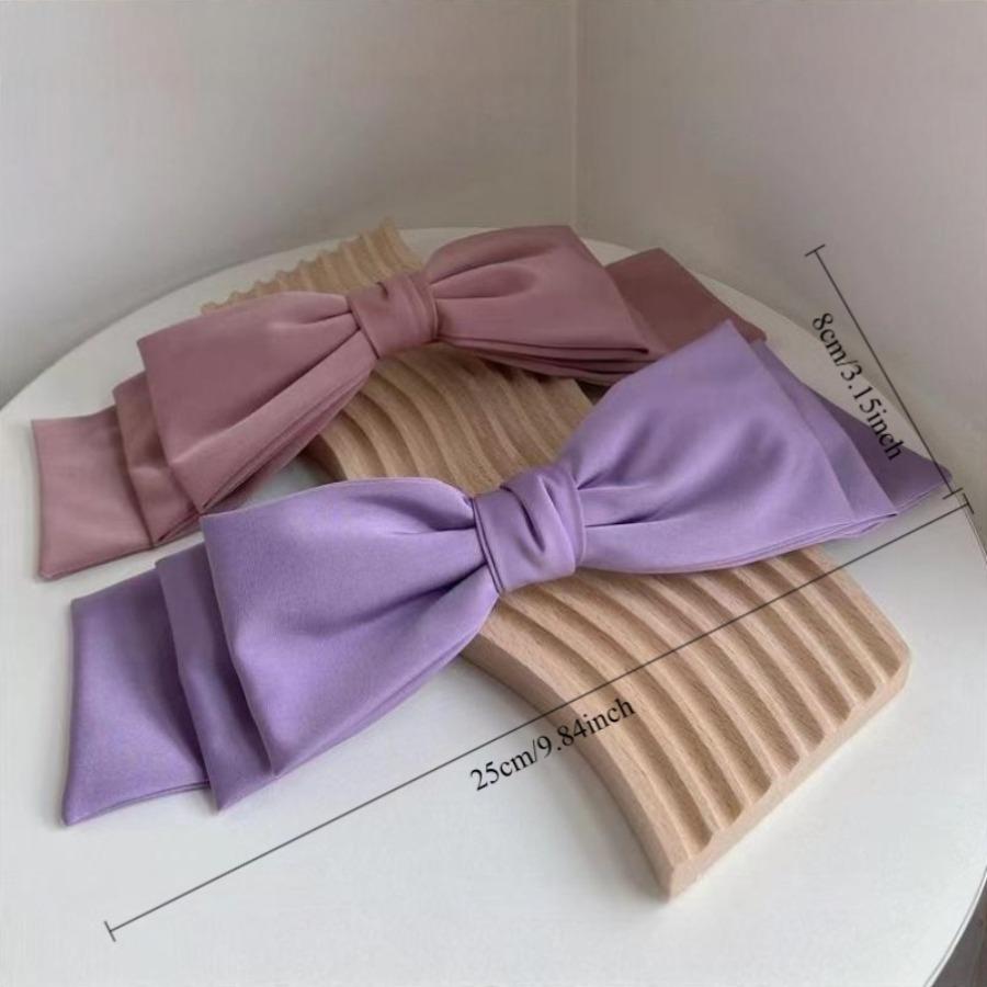 Korean-Style Satin Three-Layer Oversized Bow Hairpin with Ribbons, Perfect for Bun Hairstyles, Popular Hair Accessory with a Spring Clip